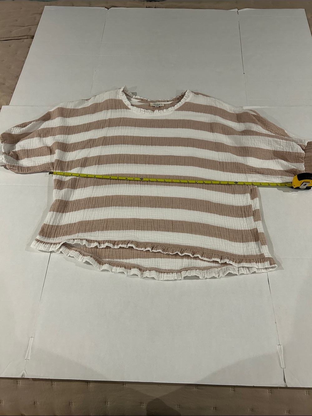 Umgee size 2XL gauze tan white stripe top